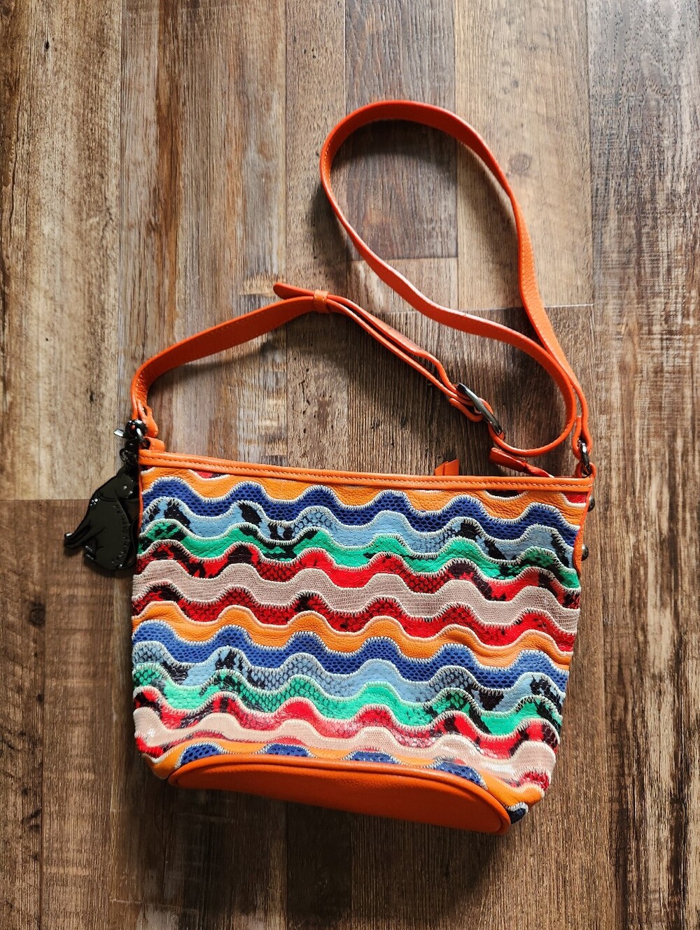 Sharif Museum Wave Learher Colorblock Crossbody Bag